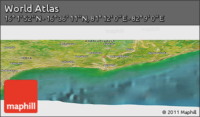 Satellite Panoramic Map of the Area around 16° 19' 2" N, 81° 40' 30" E
