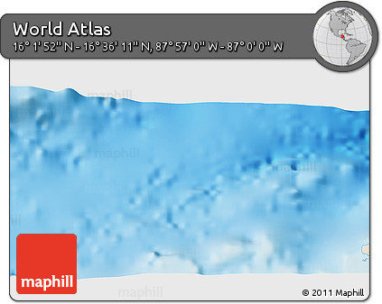 Shaded Relief 3D Map of the Area around 16° 19' 2" N, 87° 28' 29" W
