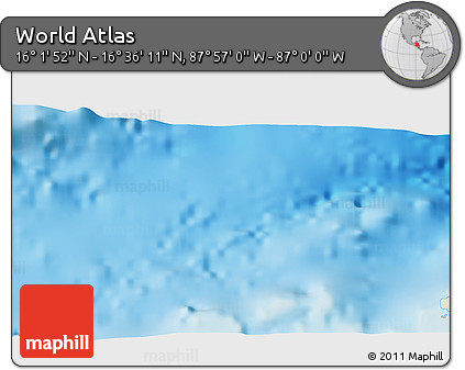 Shaded Relief 3D Map of the Area around 16° 19' 2" N, 87° 28' 29" W