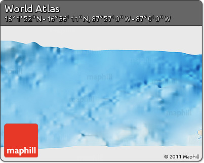 Shaded Relief 3D Map of the Area around 16° 19' 2" N, 87° 28' 29" W