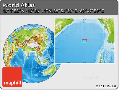 Physical Location Map of the Area around 16° 19' 2" N, 89° 19' 29" E