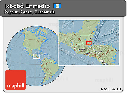 Savanna Style Location Map of Ixbobó Enmedio, hill shading