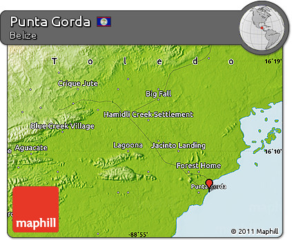 Physical Map of Punta Gorda