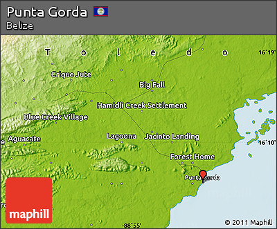 Physical Map of Punta Gorda