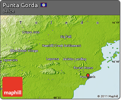 Physical Map of Punta Gorda