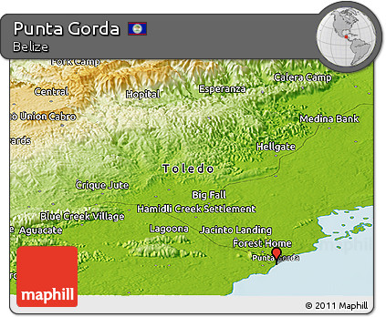 Physical Panoramic Map of Punta Gorda