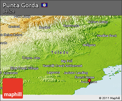 Physical Panoramic Map of Punta Gorda