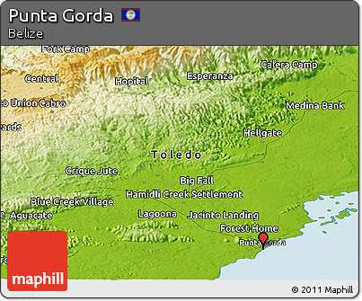 Physical Panoramic Map of Punta Gorda