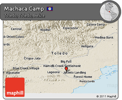 Shaded Relief Panoramic Map of Machaca Camp