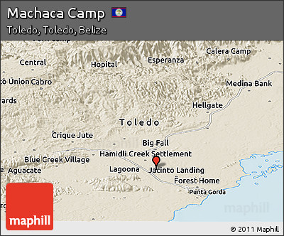 Shaded Relief Panoramic Map of Machaca Camp