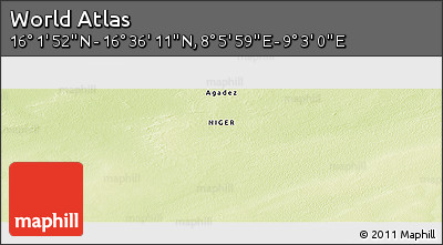 Physical Panoramic Map of the Area around 16° 19' 2" N, 8° 34' 29" E