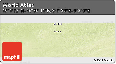 Physical Panoramic Map of the Area around 16° 19' 2" N, 8° 34' 29" E