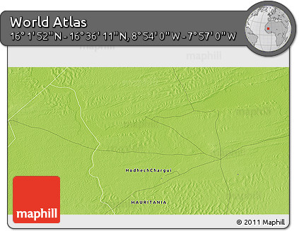 Physical 3D Map of the Area around 16° 19' 2" N, 8° 25' 30" W