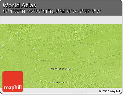 Physical 3D Map of the Area around 16° 19' 2" N, 8° 25' 30" W