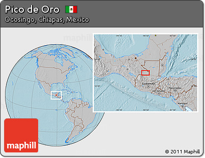 Gray Location Map of Pico De Oro, hill shading