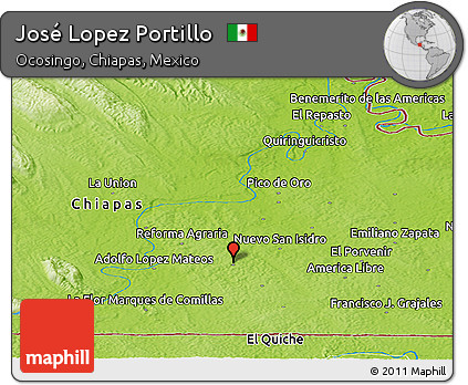 Physical Panoramic Map of José Lopez Portillo