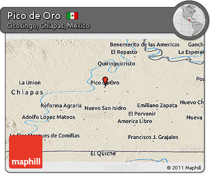 Shaded Relief Panoramic Map of Pico De Oro