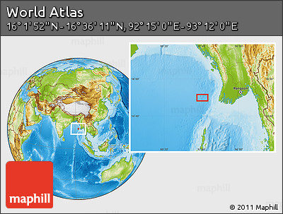 Physical Location Map of the Area around 16° 19' 2" N, 92° 43' 29" E