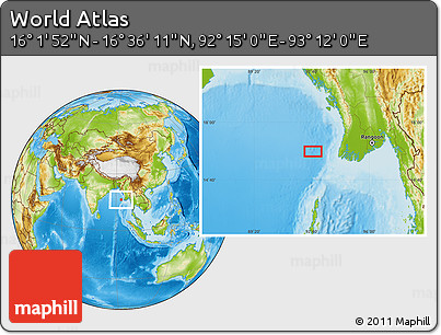 Physical Location Map of the Area around 16° 19' 2" N, 92° 43' 29" E