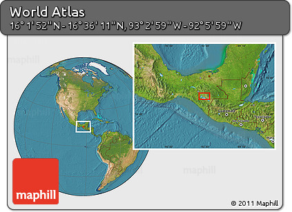 Satellite Location Map of the Area around 16° 19' 2" N, 92° 34' 29" W