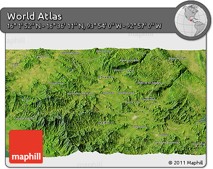 Satellite 3D Map of the Area around 16° 19' 2" N, 93° 25' 30" W