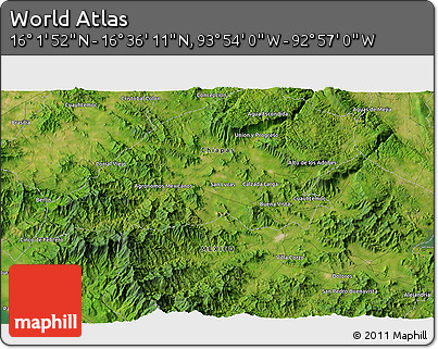 Satellite 3D Map of the Area around 16° 19' 2" N, 93° 25' 30" W