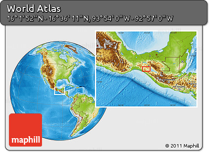 Physical Location Map of the Area around 16° 19' 2" N, 93° 25' 30" W