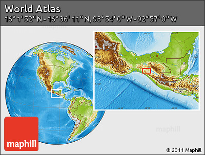 Physical Location Map of the Area around 16° 19' 2" N, 93° 25' 30" W
