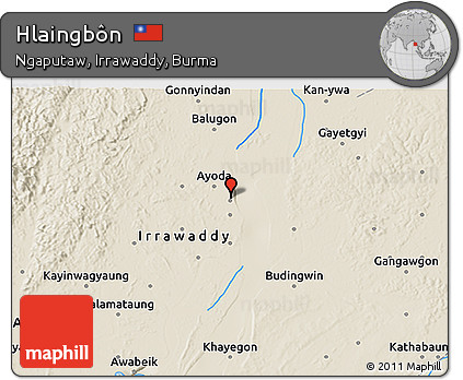 Shaded Relief 3D Map of Hlaingbôn