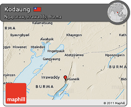 Shaded Relief 3D Map of Kodaung
