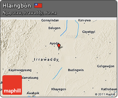Shaded Relief 3D Map of Hlaingbôn