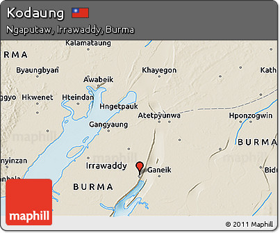 Shaded Relief 3D Map of Kodaung