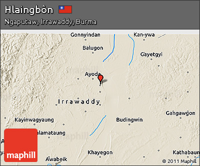 Shaded Relief 3D Map of Hlaingbôn