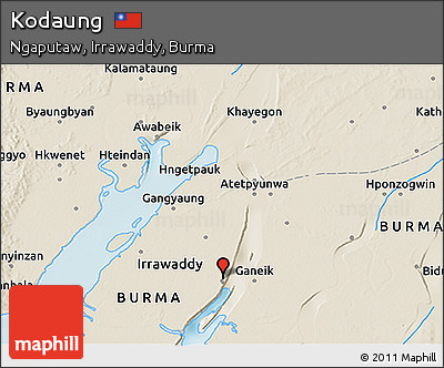 Shaded Relief 3D Map of Kodaung