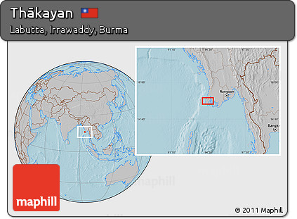 Gray Location Map of Thākayan, hill shading