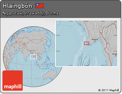 Gray Location Map of Hlaingbôn, hill shading