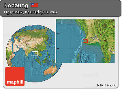 Satellite Location Map of Kodaung
