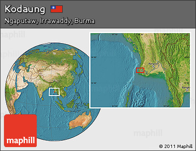 Satellite Location Map of Kodaung