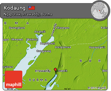 Physical Map of Kodaung