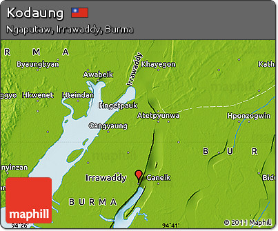 Physical Map of Kodaung