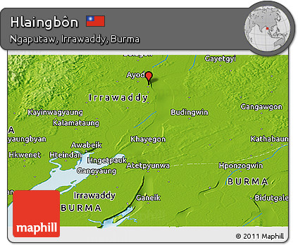 Physical Panoramic Map of Hlaingbôn