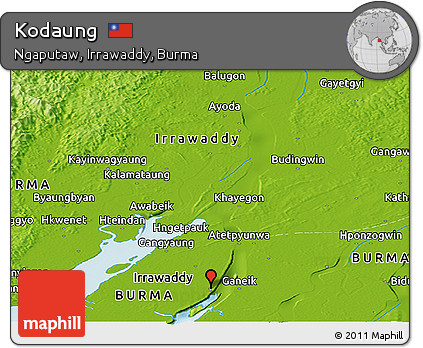 Physical Panoramic Map of Kodaung