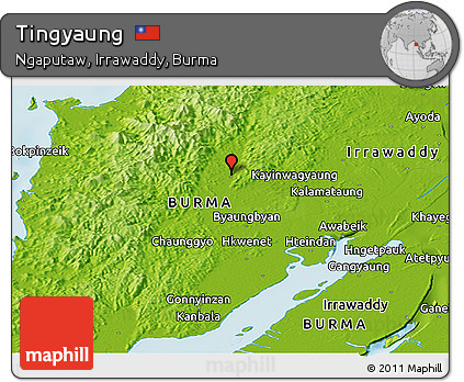 Physical Panoramic Map of Tingyaung