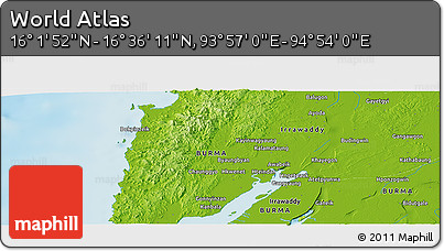 Physical Panoramic Map of the Area around 16° 19' 2" N, 94° 25' 30" E
