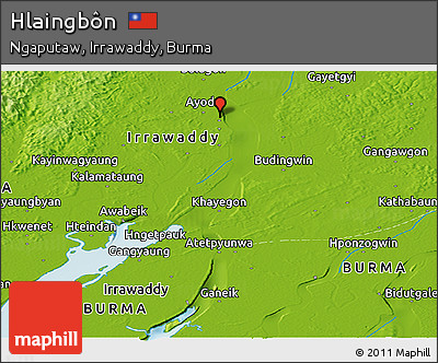 Physical Panoramic Map of Hlaingbôn