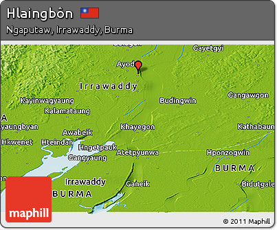 Physical Panoramic Map of Hlaingbôn