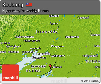Physical Panoramic Map of Kodaung