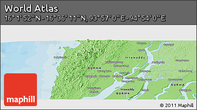 Political Panoramic Map of the Area around 16° 19' 2" N, 94° 25' 30" E