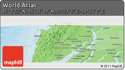 Political Panoramic Map of the Area around 16° 19' 2" N, 94° 25' 30" E