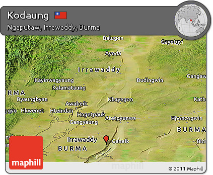 Satellite Panoramic Map of Kodaung